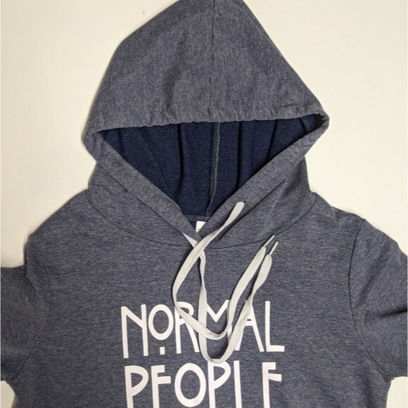 Normal People Scare Me Novelty Hoodie Blue/Grayish XS - Picture 3 of 7